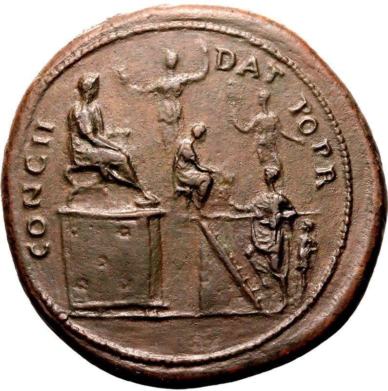 Roman Empire Nero Sestertius Congiarium rev.jpg