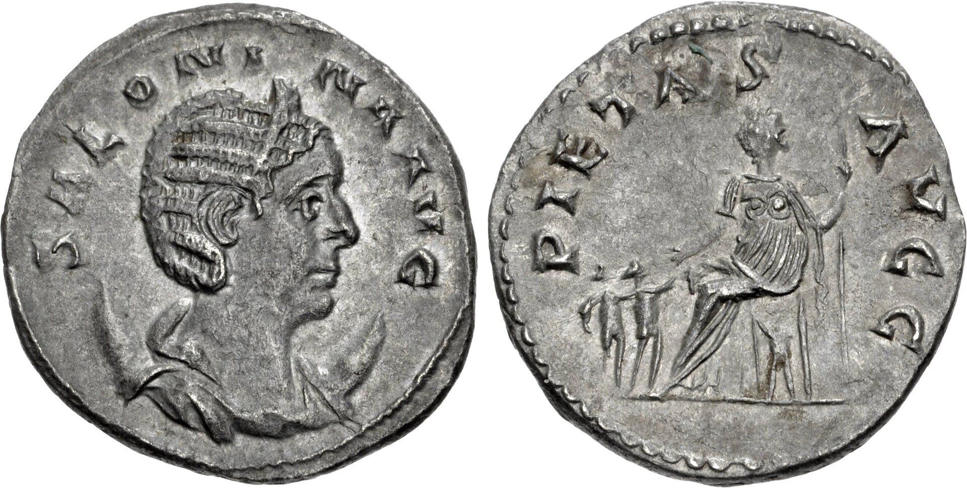 Roman Empire Silver Antoninianus of Salonina (minted in Rome sometime between 254 and 260).jpg