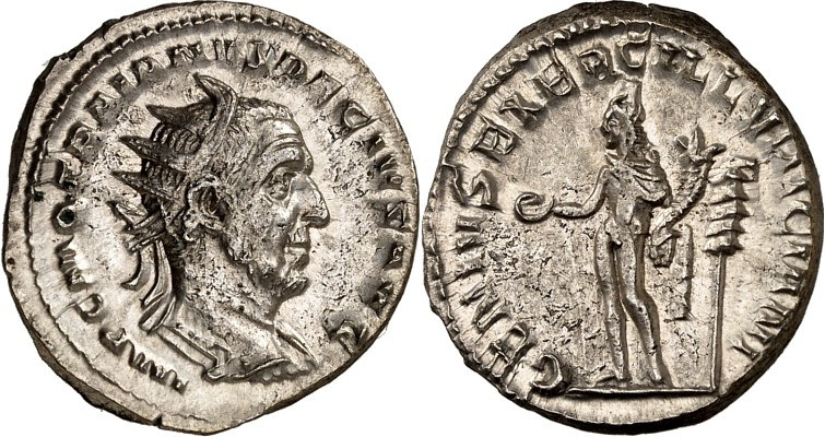 Roman Empire Silver Antoninianus of Trajan Decius (minted in Rome sometime between 249 and 251).jpg