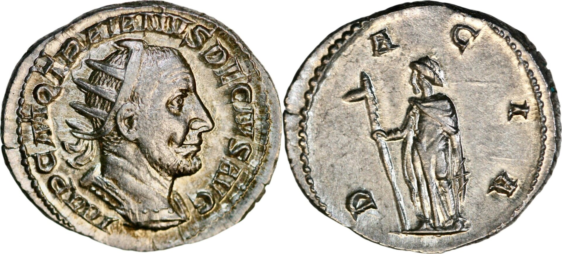 Roman Empire Silver Antoninianus of Trajan Decius (minted in Rome sometime between 249 and 251).jpg