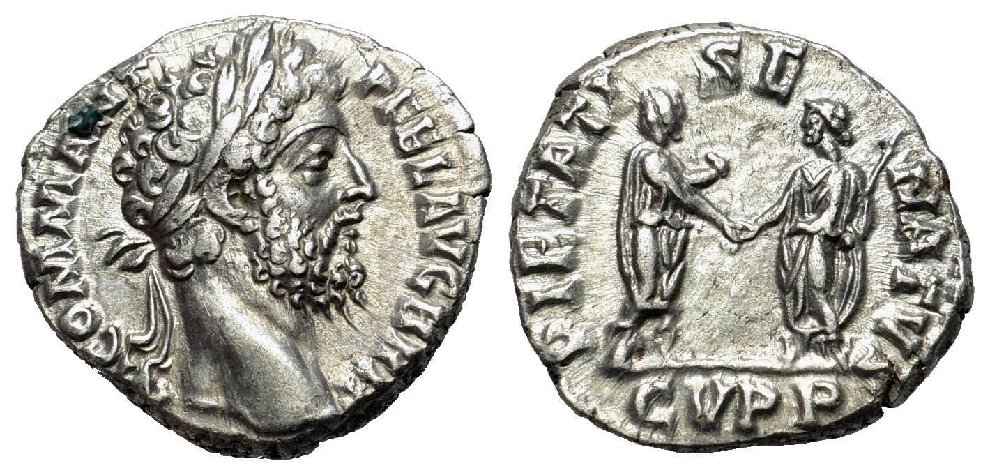 Roman Empire Silver Denarius of Commodus (minted in Rome in 189).jpg