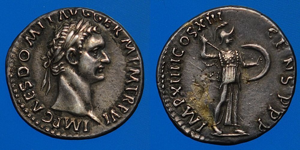 Roman Empire Silver Denarius of Domitian (minted in Rome in 87).jpeg