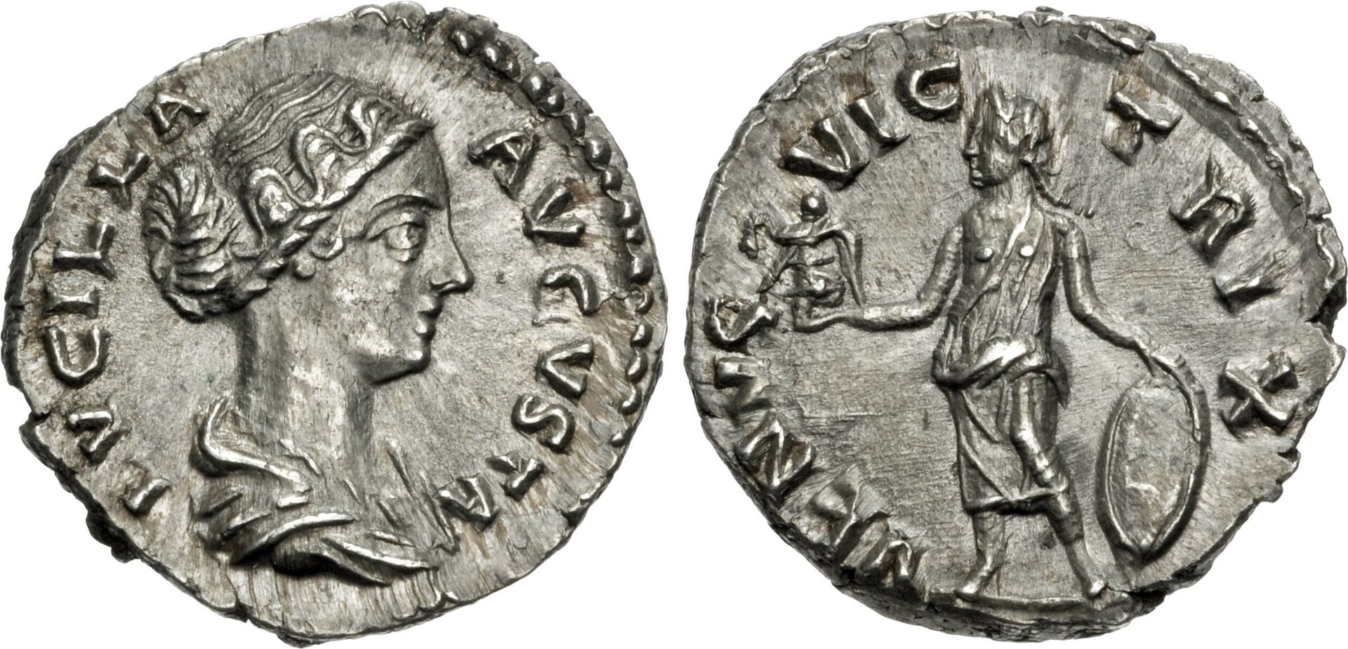 Roman Empire Silver Denarius of Lucilla (minted in Rome sometime between 164 and 169).jpg