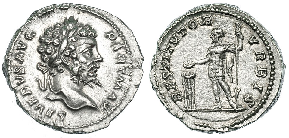 Roman Empire Silver Denarius of Septimius Severus (minted in Rome in either 200 or 201).jpg