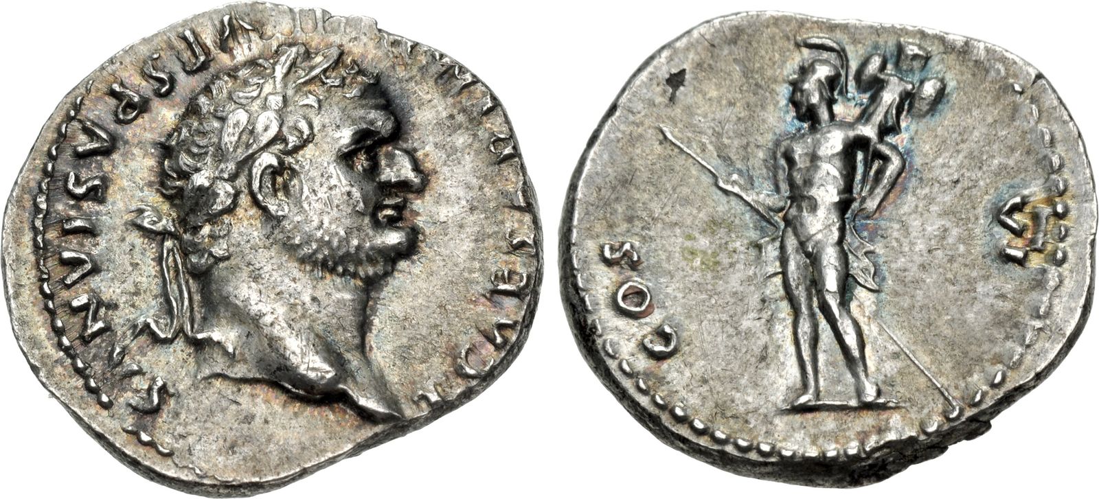Roman Empire Silver Denarius of Titus (minted in Rome in either 77 or 78).jpg