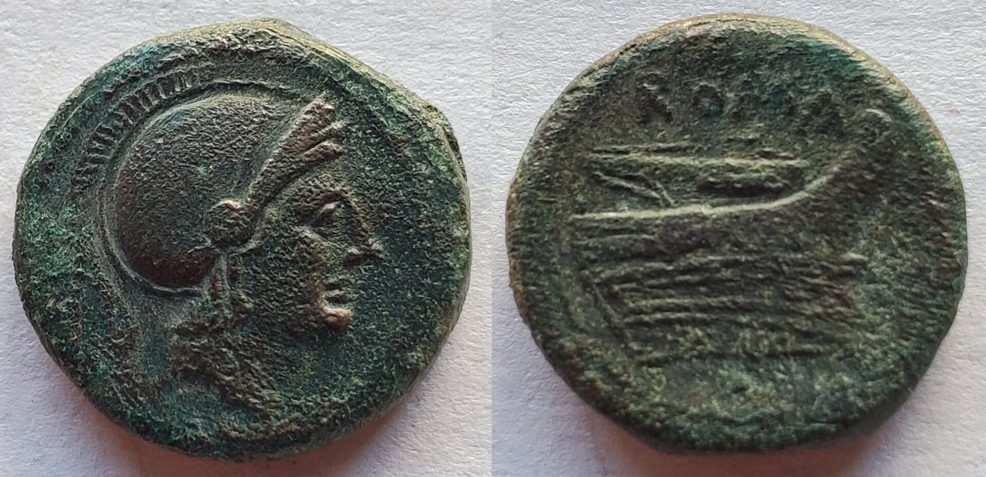 Roman Republic AE Quartuncia Minerva Prow 211 BC.jpg