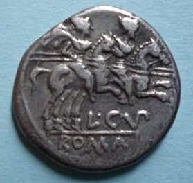 Roman Republic Denarius L. Cupiennius 147 BC Castor and Pollux Dioscuri Rev TM 783752413.jpg