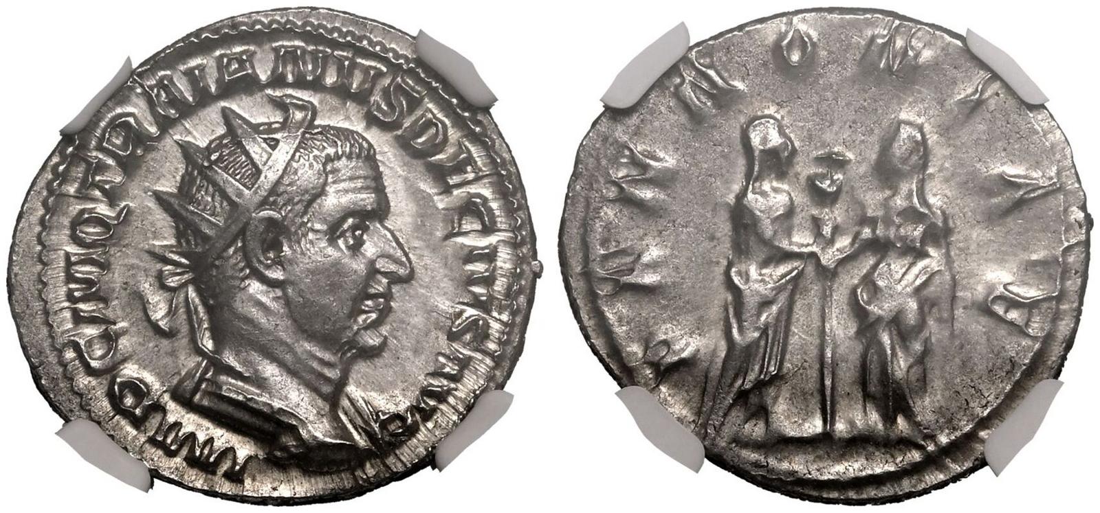 Roman Silver Antoninianus of Trajan Decius (minted in Rome sometime between 249 and 251).jpg