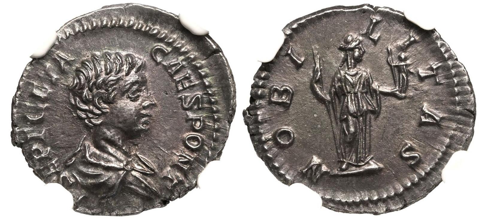 Roman Silver Denarius of Geta (minted in Rome sometime between 200 and 202).jpg