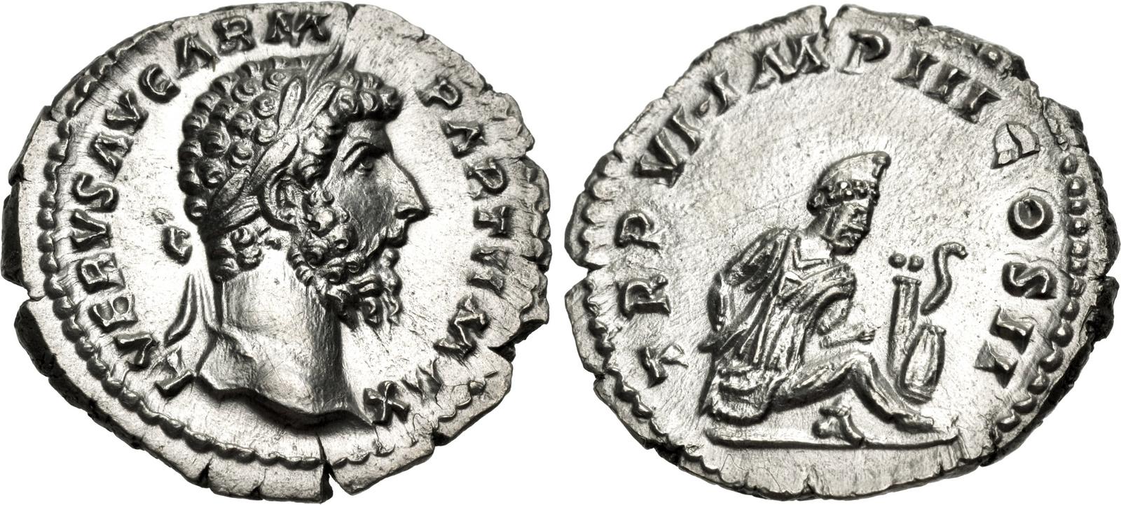 Roman Silver Denarius of Lucius Verus (minted in Rome in 166).jpg