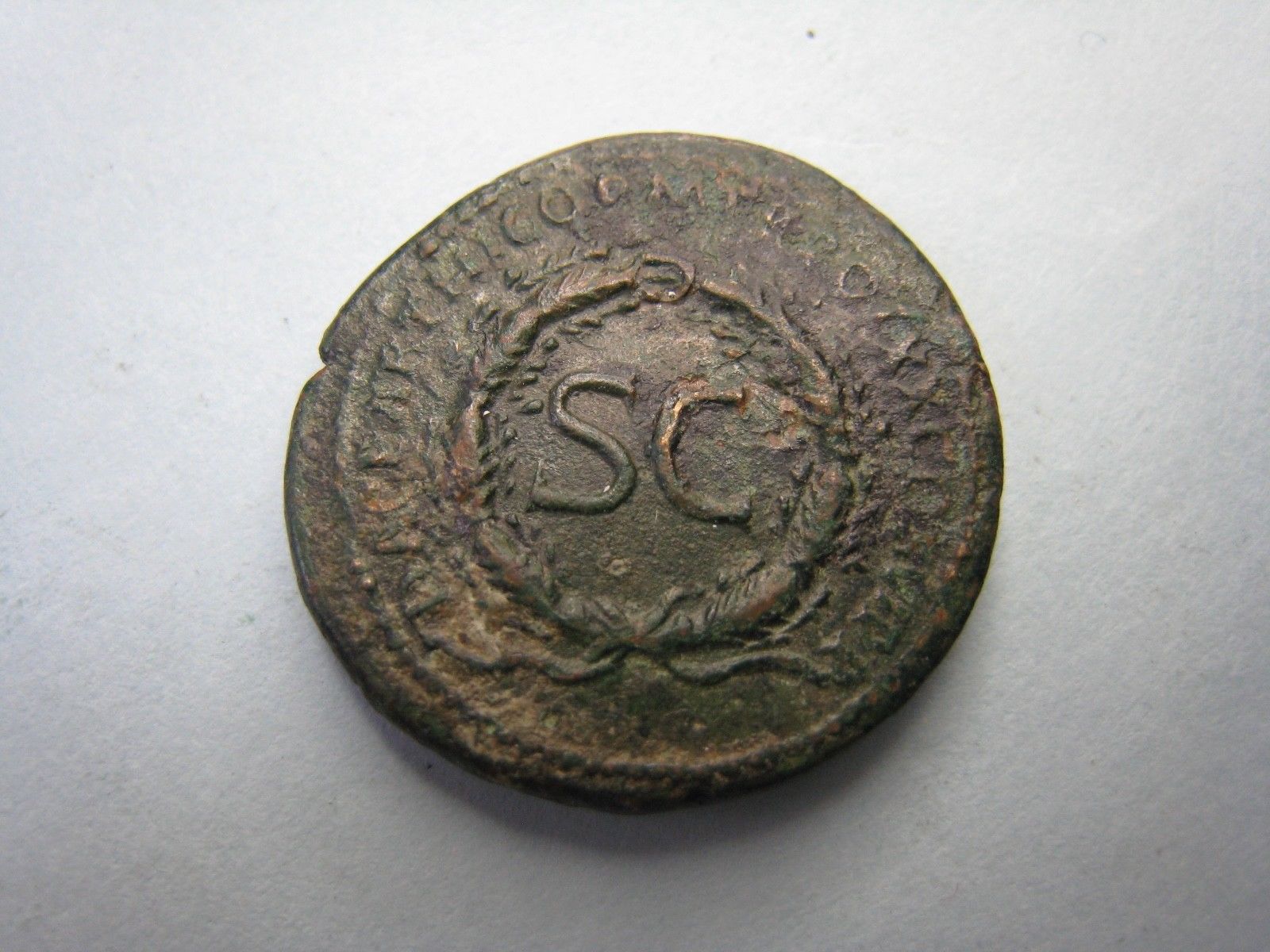 ROME TRAJAN AD 98-117 ORICHALCUM AS - SC IN WREATH.jpg