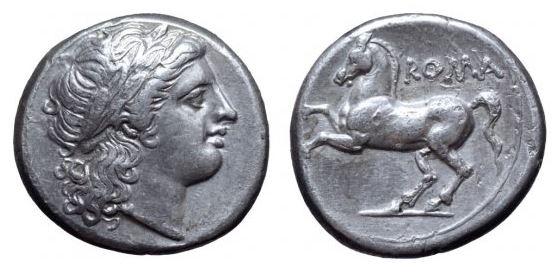 RR 234-231 BCE AR Heavy Denarius -  Didrachm Apollo-Horse prancing Crawford 26-1 Sear 28.JPG