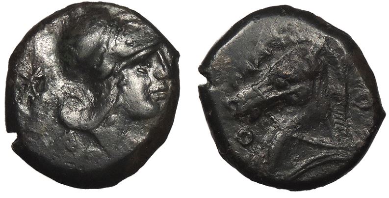 RR Anon 269-268 BCE AE Litra 17mm Neapolis Minerva star Horse head ROMANO Craw 17-1g Obv-Rev.JPG