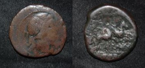 RR Anon AE 23 Quincunx 6-96g Apollo P behind Dioscuri Luceria 5 pellets Cr 99-4 Syd 309 S 910.jpg