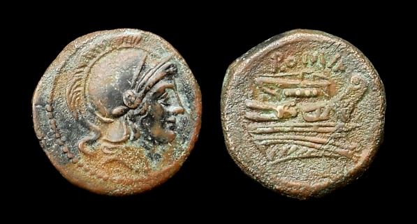 RR Anon AE Quartuncia 217-215 BC Saturn Prow BRN Cr 38-8 S 624.jpg