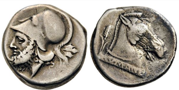 RR Anon AR Heavy Denarius - Didrachm 310-300 BCE 20mm 7.28g Mars-Horse Romano FIRST.JPG