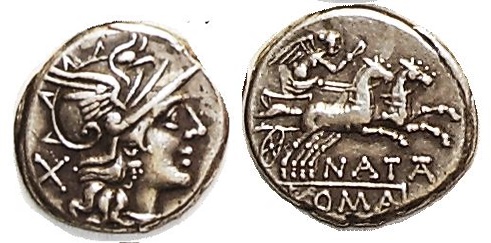 RR AR Denarius 149 BCE Pinarius Natta Roma X  - Victory Biga whip NATTA ROMA Cr 208-1 Syd 390.jpg