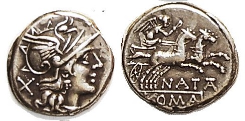 RR AR Denarius 149 BCE Pinarius  Natta Roma X  - Victory Biga whip NATTA ROMA Cr 208-1 Syd 390.jpg