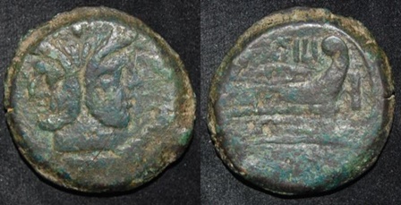 RR Atili Saran AE As 148 BC Janus ROMA Prow S 399 Cr 214-2a.jpg