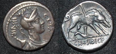 RR C Hosidius C F Geta 68 BCE Diana bow quiver Boar Hound spear Sear 346 Craw 407-2.jpg
