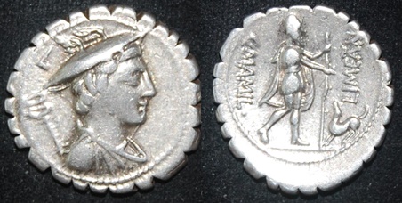RR C Mamilius 82 BCE AR Den Serrate Mercury caduceus Ulysses Dog Argos Sear 282 Craw 362-1.jpg