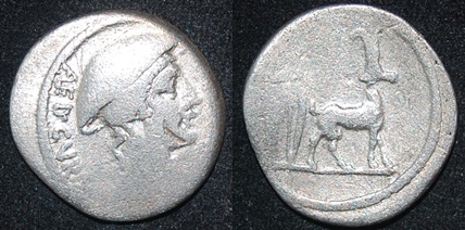 RR Cn Plancius 55 BCE Macedonia causia Cretan Goat quiver Sear 396 Craw 432-1.jpg