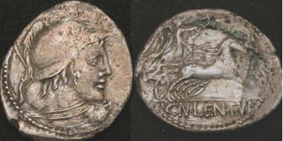 RR denarius 88 BCE Cn Cornelius Lentulus Sear 254 Craw 345-1.JPG