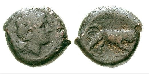 RR Double Litra 275-270 BCE AE Dilitra Diobol Semuncia Apollo-Lion Crawford 16-1a Obv-Rev.JPG