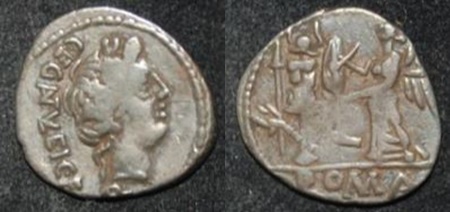 RR Egnatuleius AR Quinarius 97 BC Apollo Victory Trophy Carnyx S 213 Cr 333-1 O-R.jpg