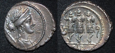 RR Faustus Cornelius Sulla 56 BCE AR Den Venus Signet Pompey S 386 Cr426-3.jpg