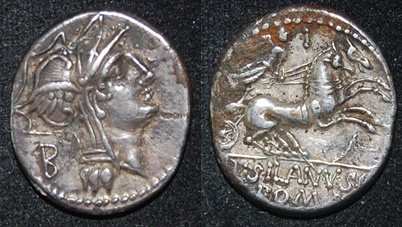 RR Junius Silanus 91 BCE Roma B behind Biga I above S 225 Cr337-3 Obv-Rev.jpg
