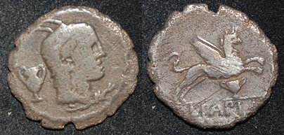 RR L Papius serratus 79 BCE Juno Sospita goat skin JUG Griffon Sear 311 Craw 384-1.jpg