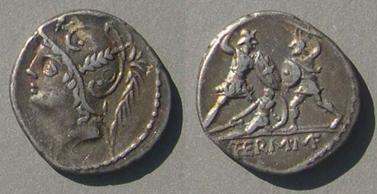 RR Minicuis Thermus 103 BCE AR Den Mars 2 Warriors fighting fallen S 197 Cr 319-1 O-R.JPG