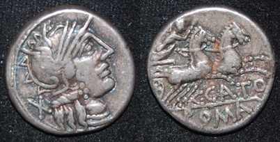 RR Porcius Cato 123 BCE AR Den Roma X Victory Biga S 149 Cr 274-1.jpg