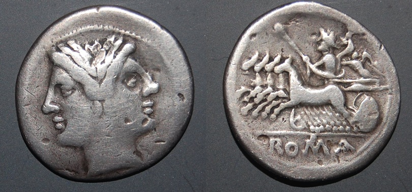 RR Quadrigatus AR Drachm 216-214 BCE Janiform ROMA Jupiter and Victory Quadriga LEFT Obv-Rev.jpg