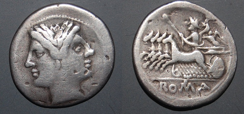 RR Quadrigatus AR Drachm 216-214 BCE Janus ROMA Jupiter Victory Quadriga LEFT Cr 29-3 S 32 O-R.jpg