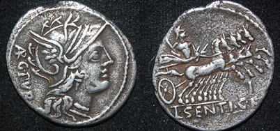 RR Sentius 100 BCE AR Den Roma Jupiter Quad S203 Cr 325-1.jpg