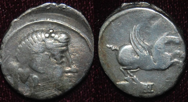 RR Titius 90BCE Denarius pegasus Sear 239.jpg