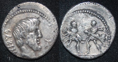 RR Titurius Sabinus 89 BCE AR Den Tatius Sabine rape S 249 Cr 344-1a.jpg