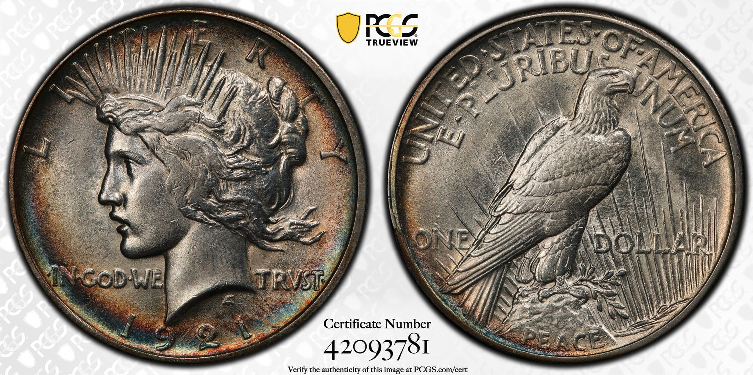 S$1 1921 Peace AU58 PCGS 42093781 Trueview.png
