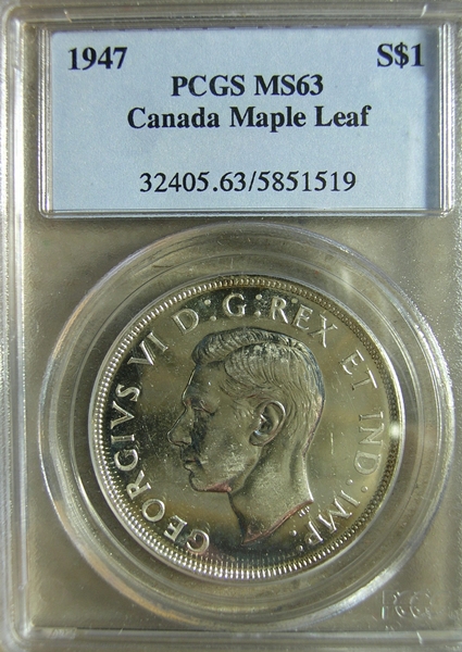 S$1 Canada 1947ML MS63 PCGS Obv Slab-425x600.JPG