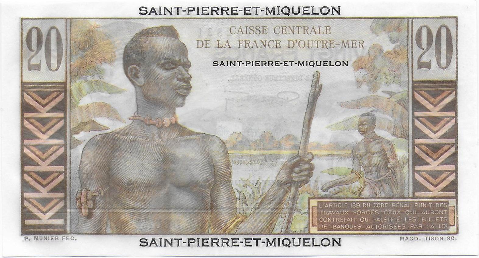 Saint Pierre and Miquelon 20 Francs back.jpg
