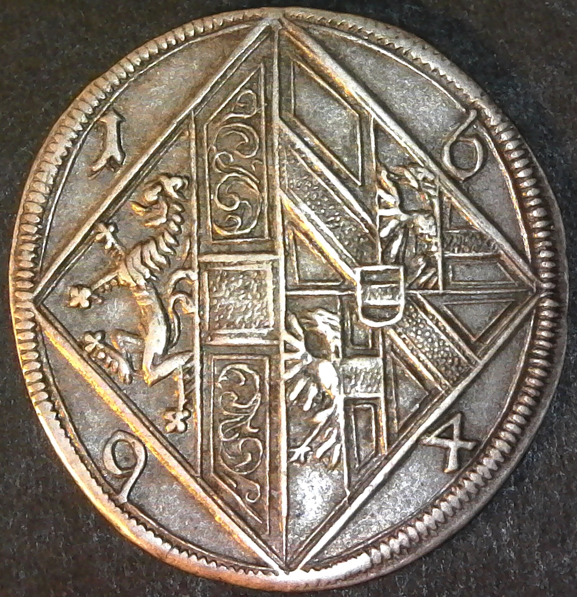 Salzburg, Austria, silver 15 kreuzer, 1694AD, Rupert and Virgil rev.jpg