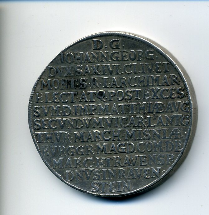 Saxony Alb Joh Geo I  2 Vicariat Taler 1619 rev 623.jpg