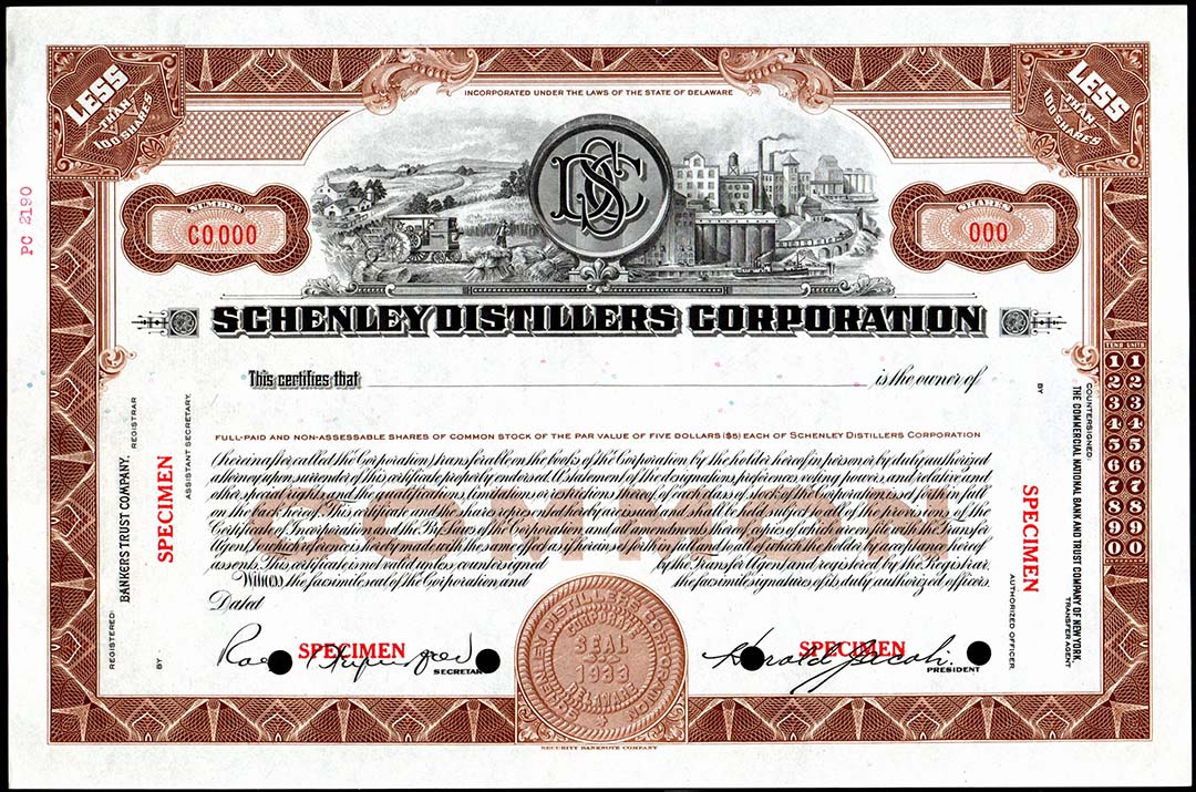Schenley Distillers Corp Common specimen.jpg