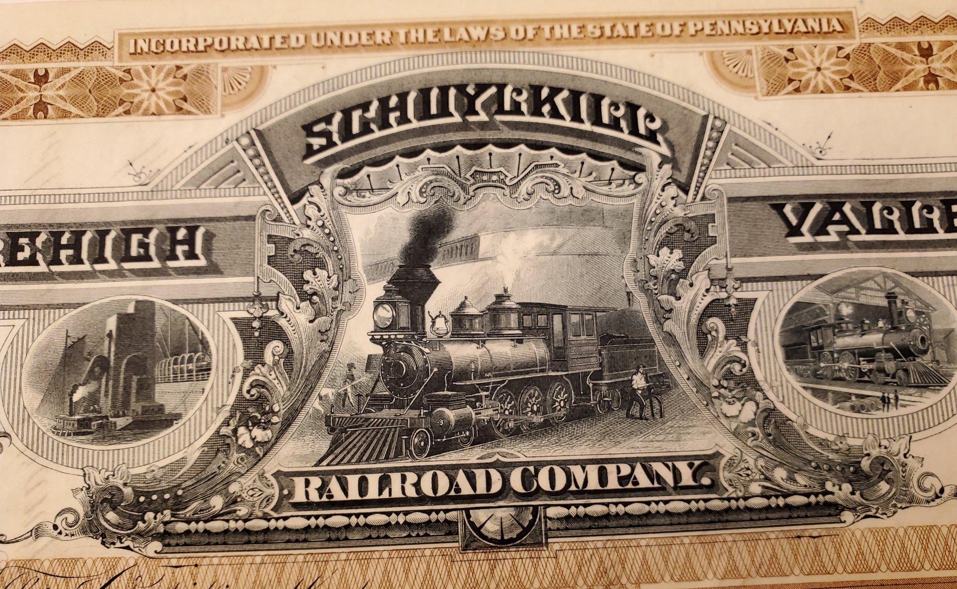 Schuylkill & Lehigh Valley Railroad Co. 1880 Stock Certificate 3.jpg