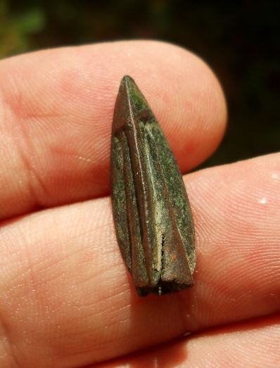 Scythia bronze arrowhead ca 6th C BCE Convex angle triangular blade 2.4cm.JPG