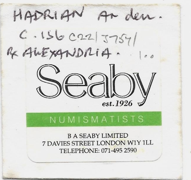 Seaby envelope 1- 1990 Hadrian Travel Series Alexandria.jpg