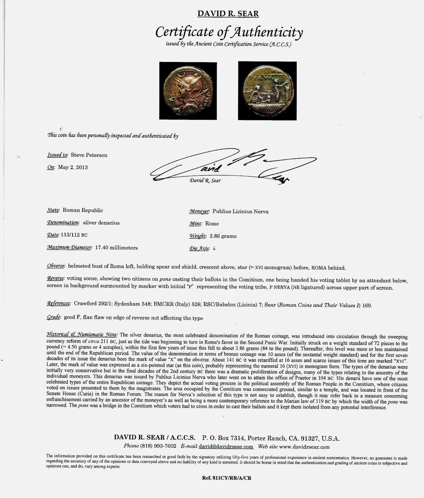 Sear Certificate P. Nerva denarius (Roma-Voting Scene).jpg
