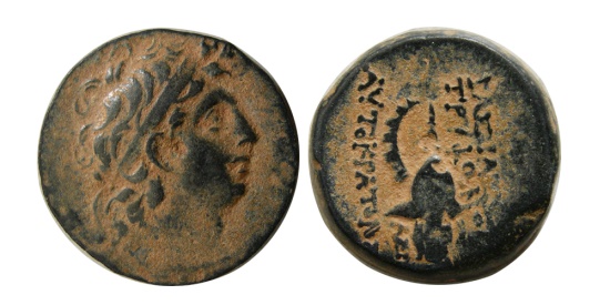 Seleukid Kings. Diodotus Typhon AE 18.jpg